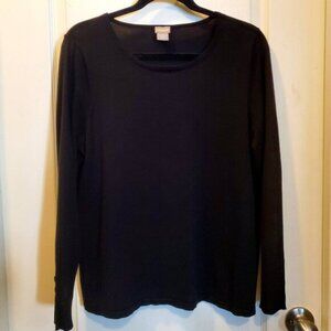 Chico’s Lightweight Classic Black Sweater with button sleeves – Size 2  M/L